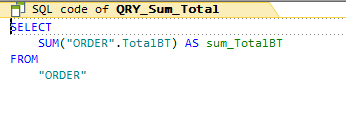 SQL code of query
