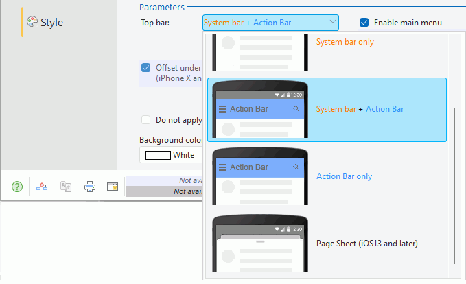 Choosing the top bar