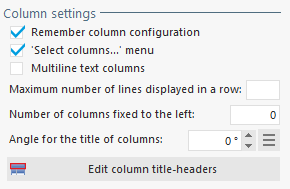Column display options