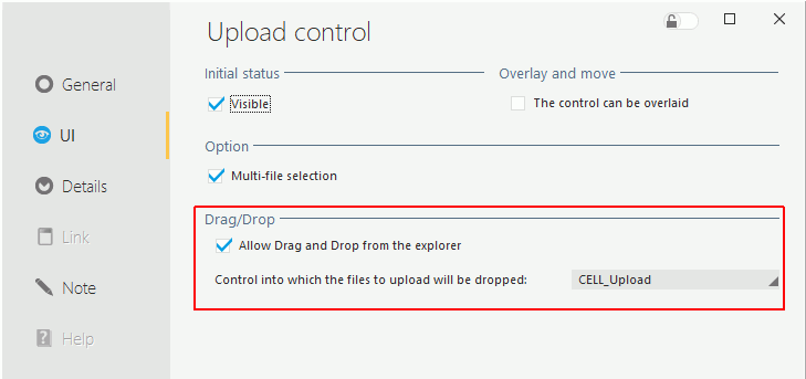 Description of the Upload control