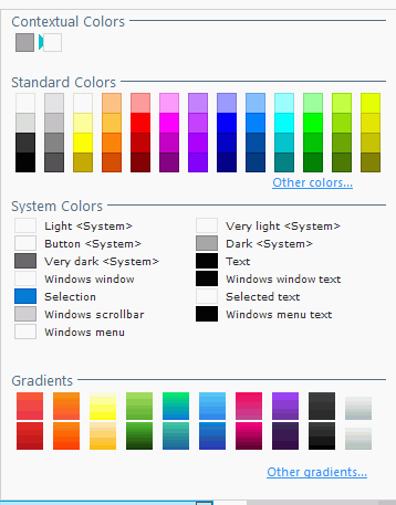 Background colors available in WINDEV 
