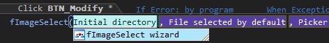 Function wizard in the code editor
