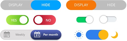 Examples of Switch controls in both possible positions