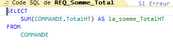 Code SQL de la requête