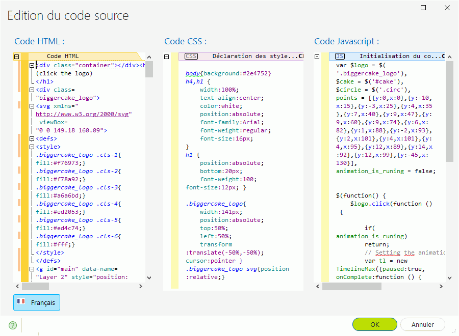 Editeur des codes HTML - CSS - JS
