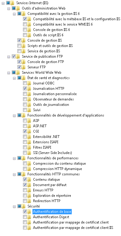 Configuration de IIS pour Windows Vista