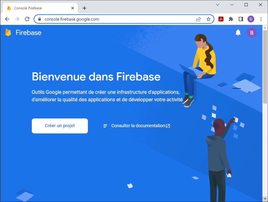 Ecran de bienvenue Firebase