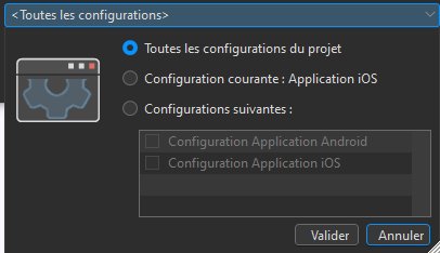 Configuration à sélectionner pour l'enregistrement de l'élément