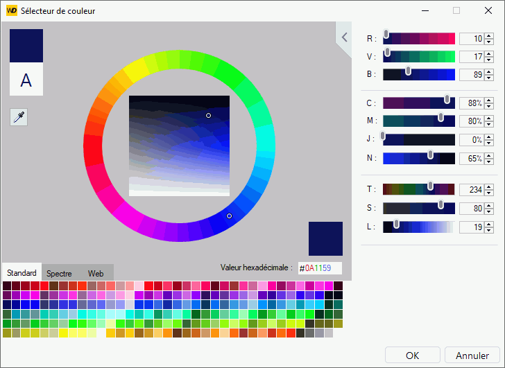 Windows Ce Color Selector SelectCouleur (Fonction) - PC SOFT - Documentation en ligne