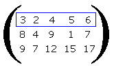 Valeurs de la ligne 1 de la matrice